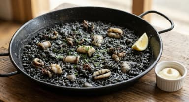Découvrir la recette Riz noir aux calamars