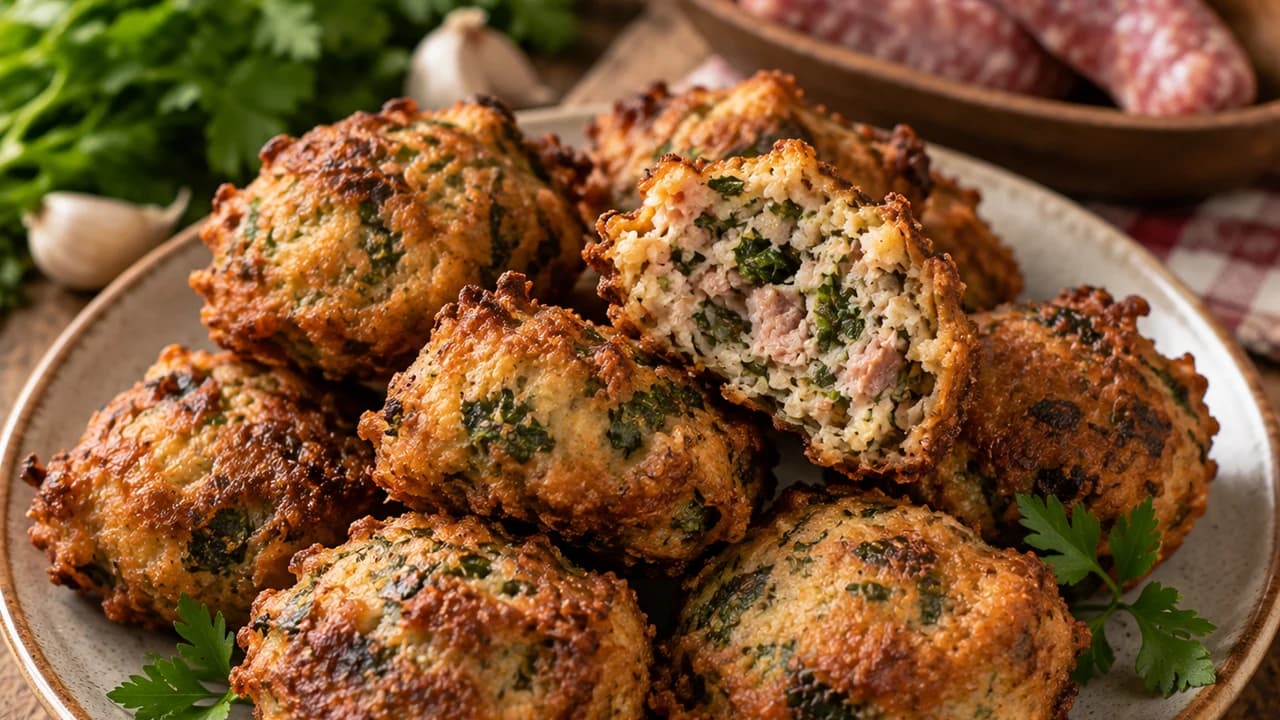 Beignets aux herbes et à la chair à saucisse aveyronnais