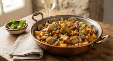 Découvrir la recette Porc portugais aux palourdes à l’Alentejane