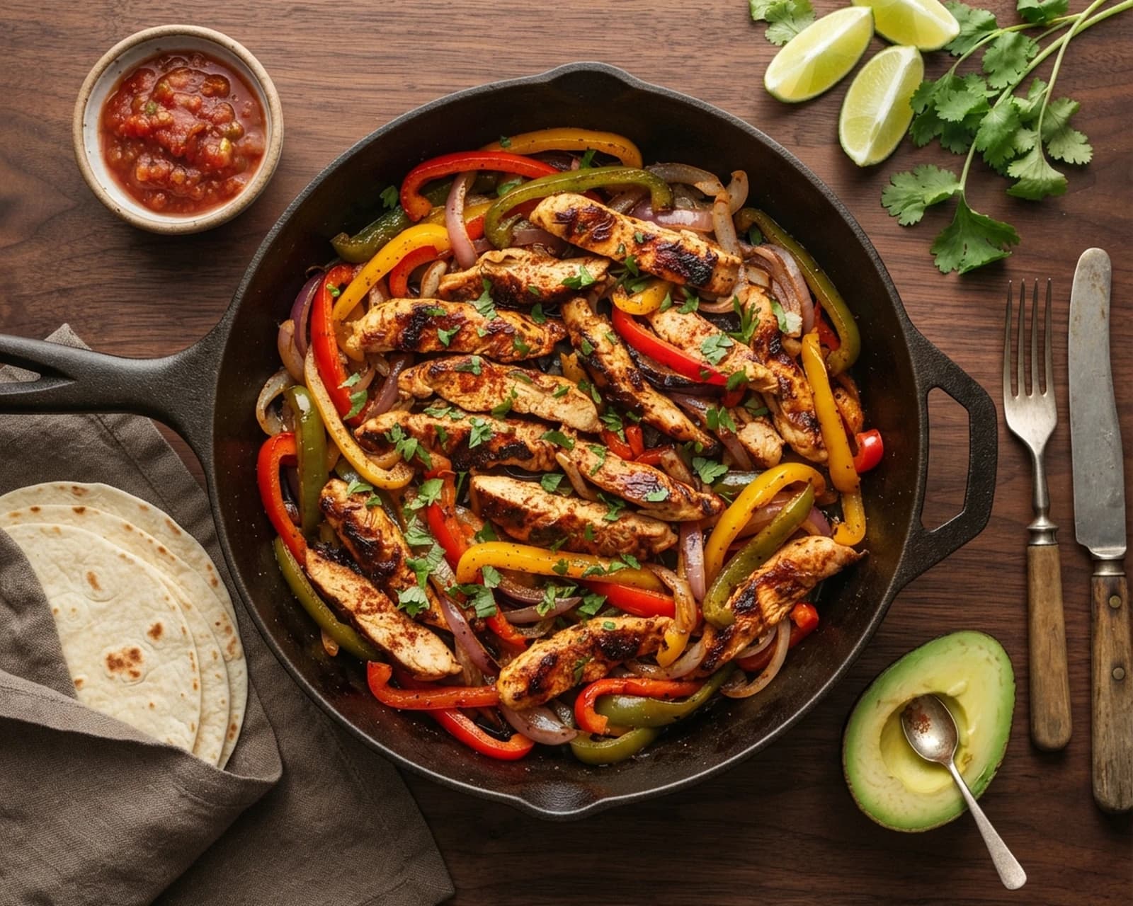 Tortillas mexicaines au poulet et poivrons