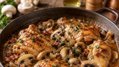 Découvrir la recette Poulet à la chasseur