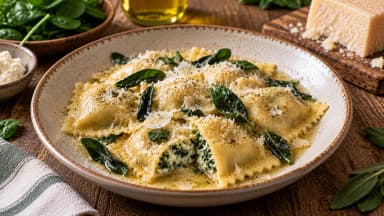 Découvrir la recette Raviolis à la ricotta et aux épinards