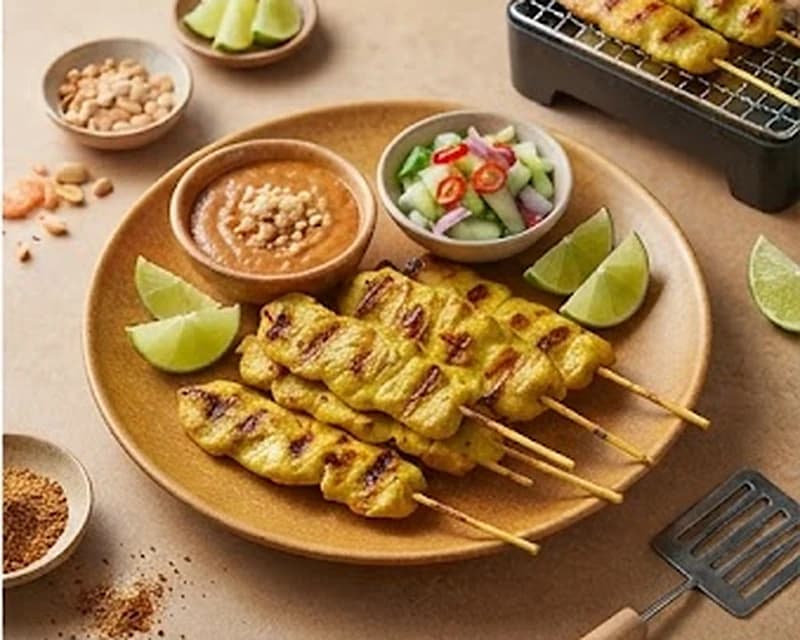 Brochettes thaïes de poulet sauce cacahuète