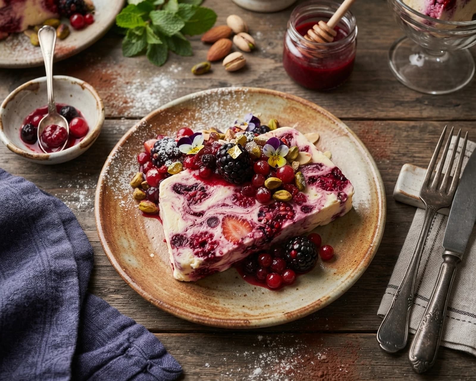 Dessert glacé italien aux fruits rouges