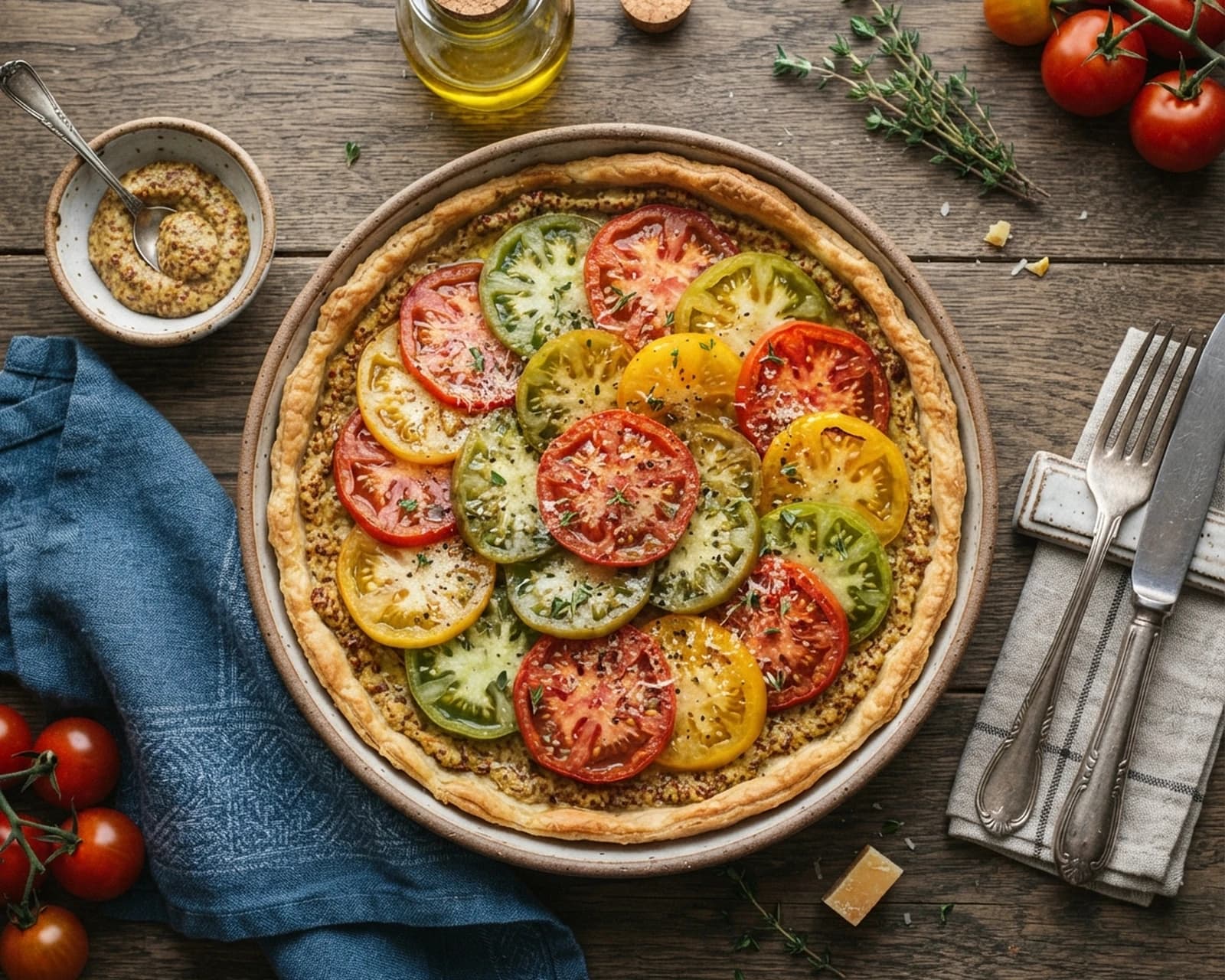 Tarte à la tomate et à la moutarde