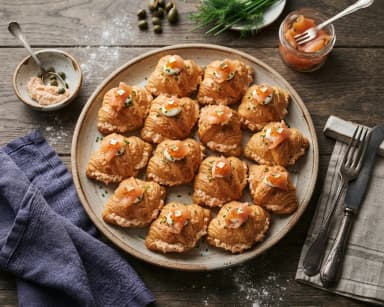 Découvrir la recette Croissants apéritifs au saumon