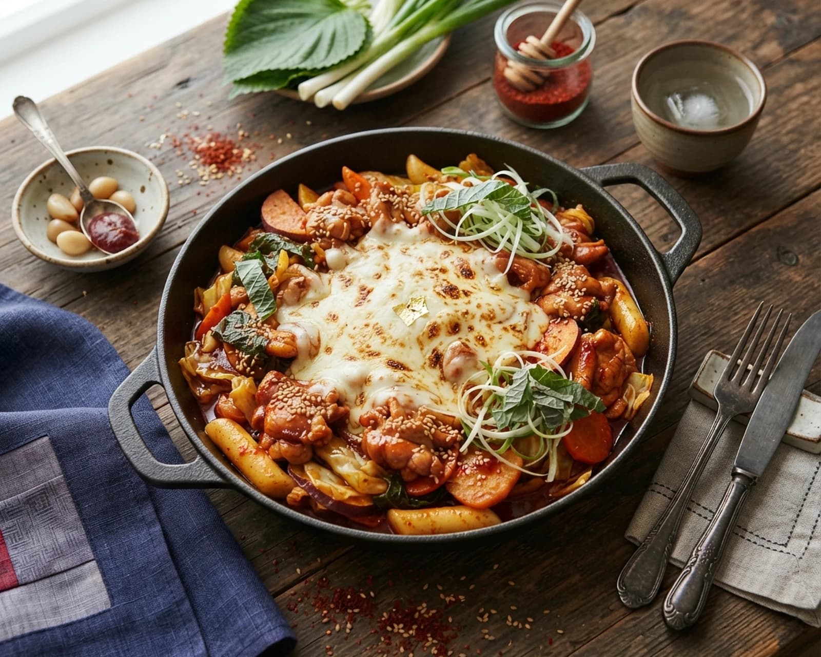 Poulet coréen épicé sauté aux légumes
