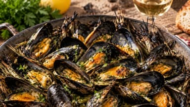 Découvrir la recette Éclade de moules charentaise