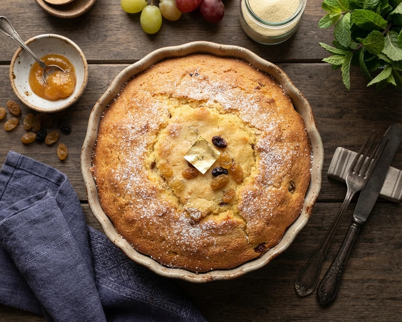 Gâteau de semoule aux raisins