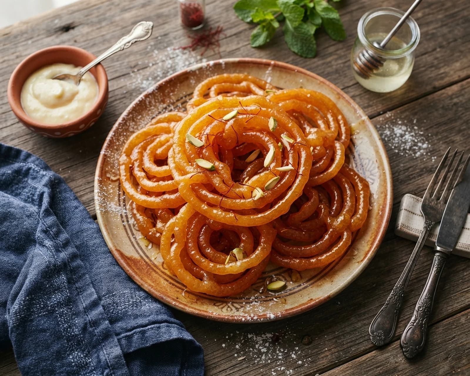 Spirales indiennes frites au sirop