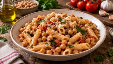 Découvrir la recette Pâtes italiennes aux pois chiches
