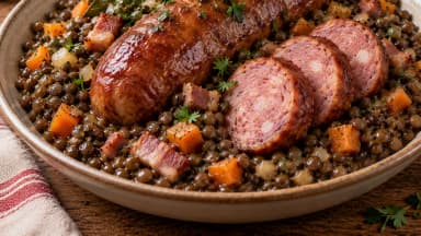 Découvrir la recette Saucisse de Morteau aux lentilles
