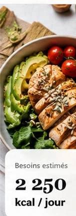 Repas équilibré avec estimation des besoins caloriques