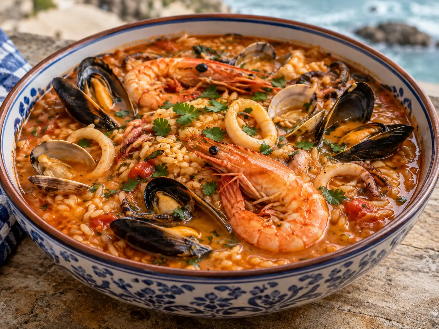 Riz portugais aux fruits de mer — photographie du plat