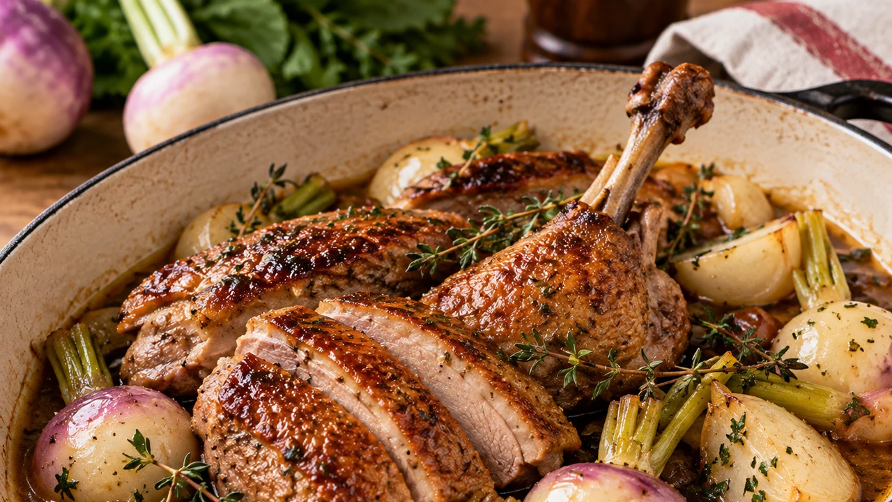 Canard aux navets — photographie du plat