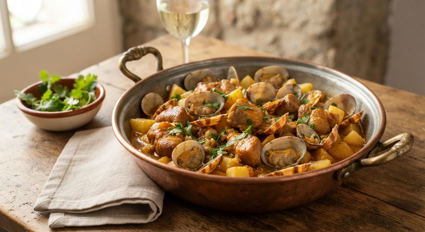 Porc portugais aux palourdes à l’Alentejane — photographie du plat