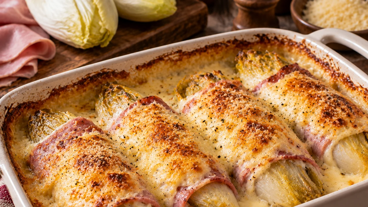 Endives au jambon gratinées — photographie du plat