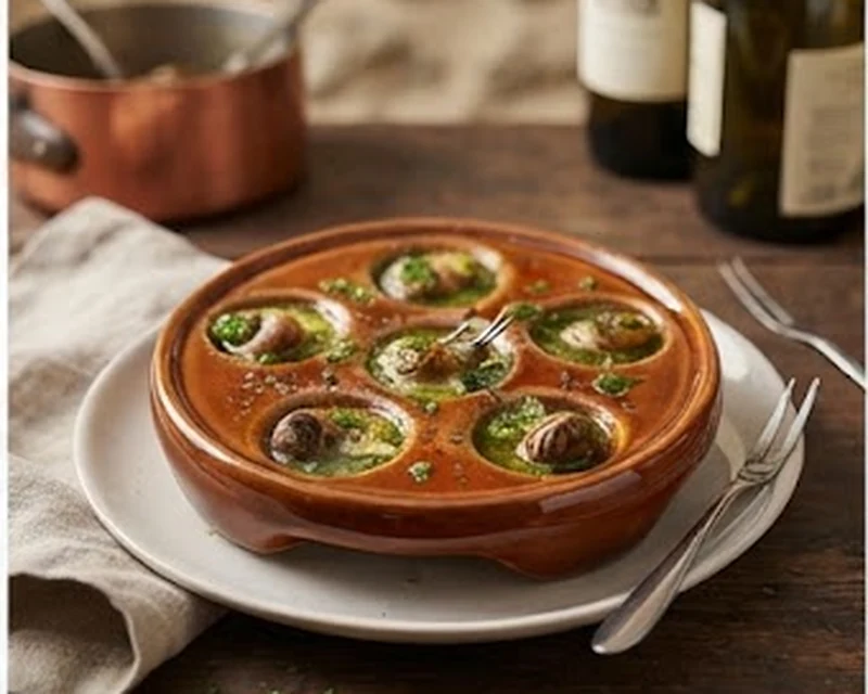 Escargots de Bourgogne servis en coquilles avec beurre persillé à l’ail