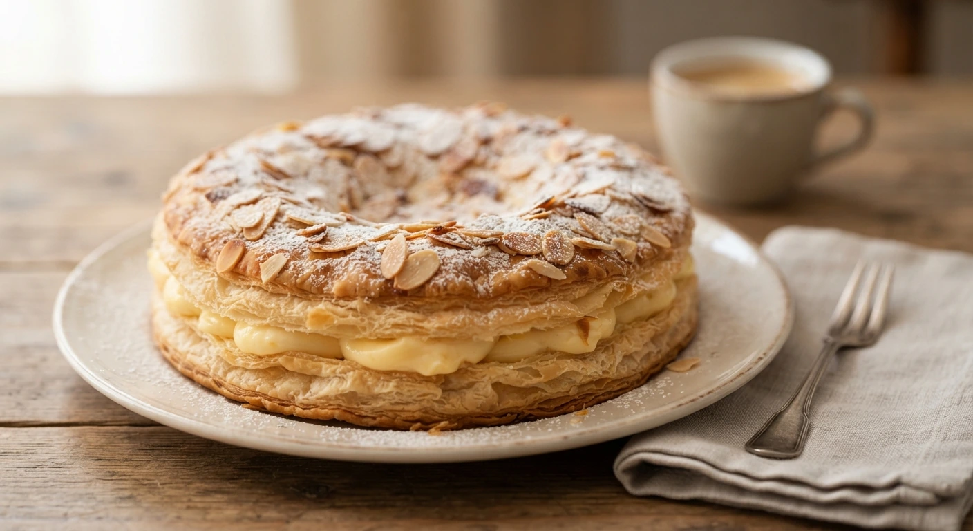 Feuilleté basque espagnol à la crème et aux amandes — photographie du plat