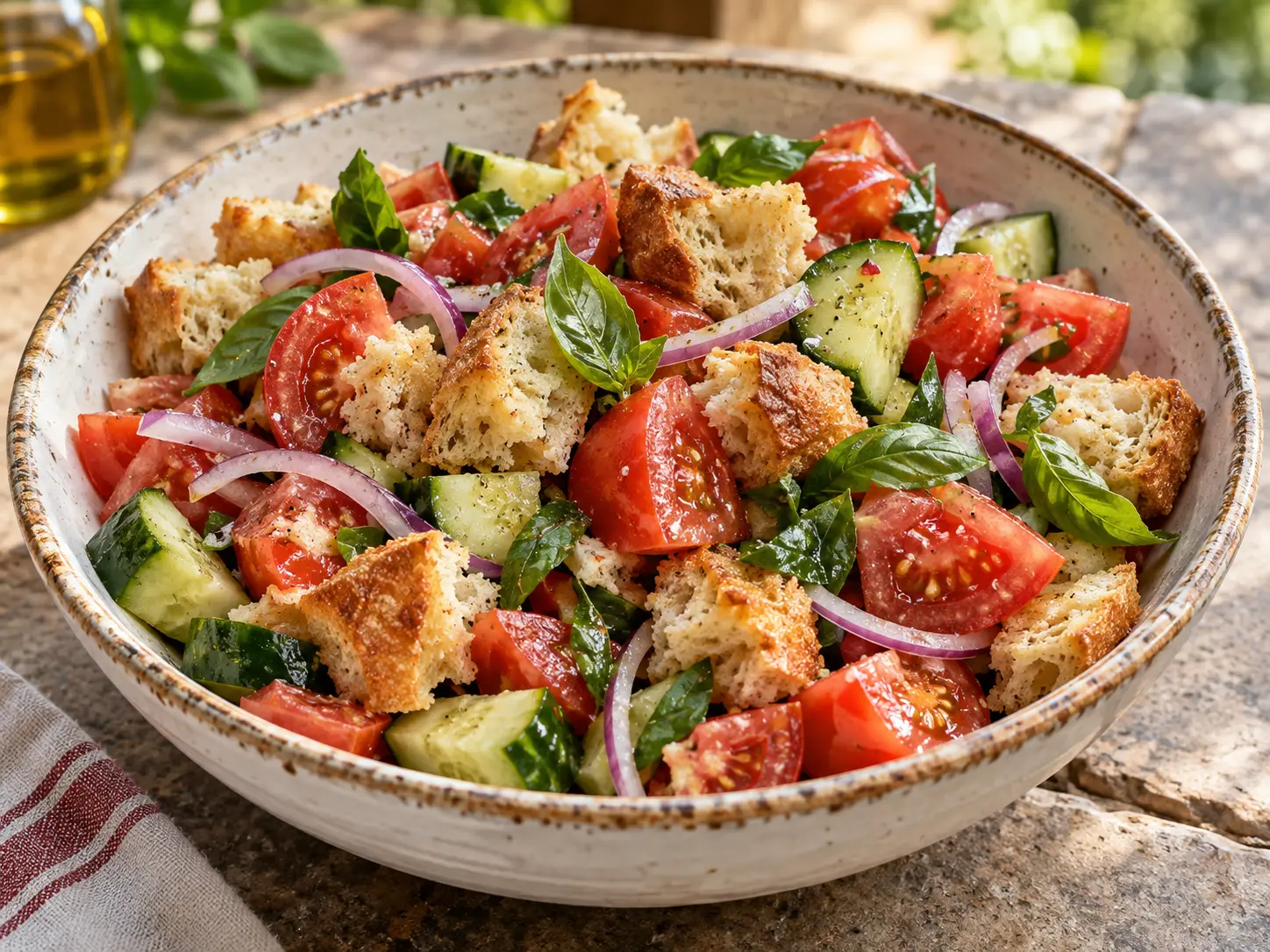 Salade toscane de pain et tomates — photographie du plat