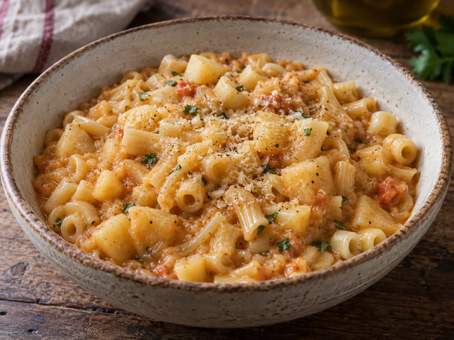 Pâtes aux pommes de terre à la napolitaine — photographie du plat