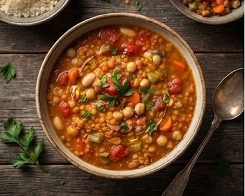 Soupe marocaine aux lentilles dans un bol