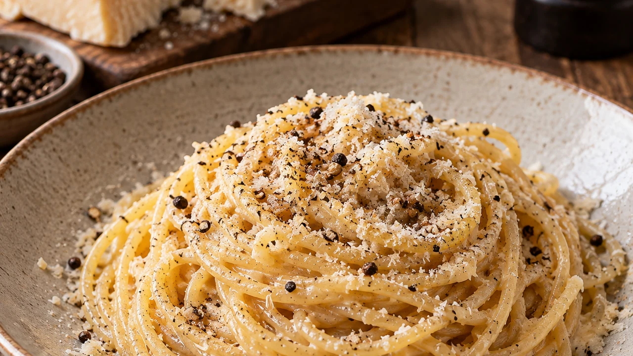Spaghettis au pecorino et au poivre — photographie du plat