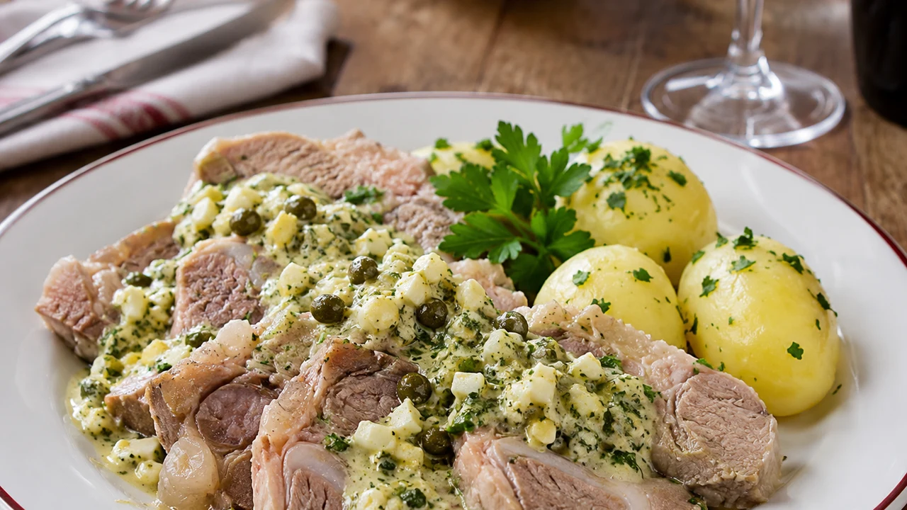 Tête de veau sauce gribiche — photographie du plat